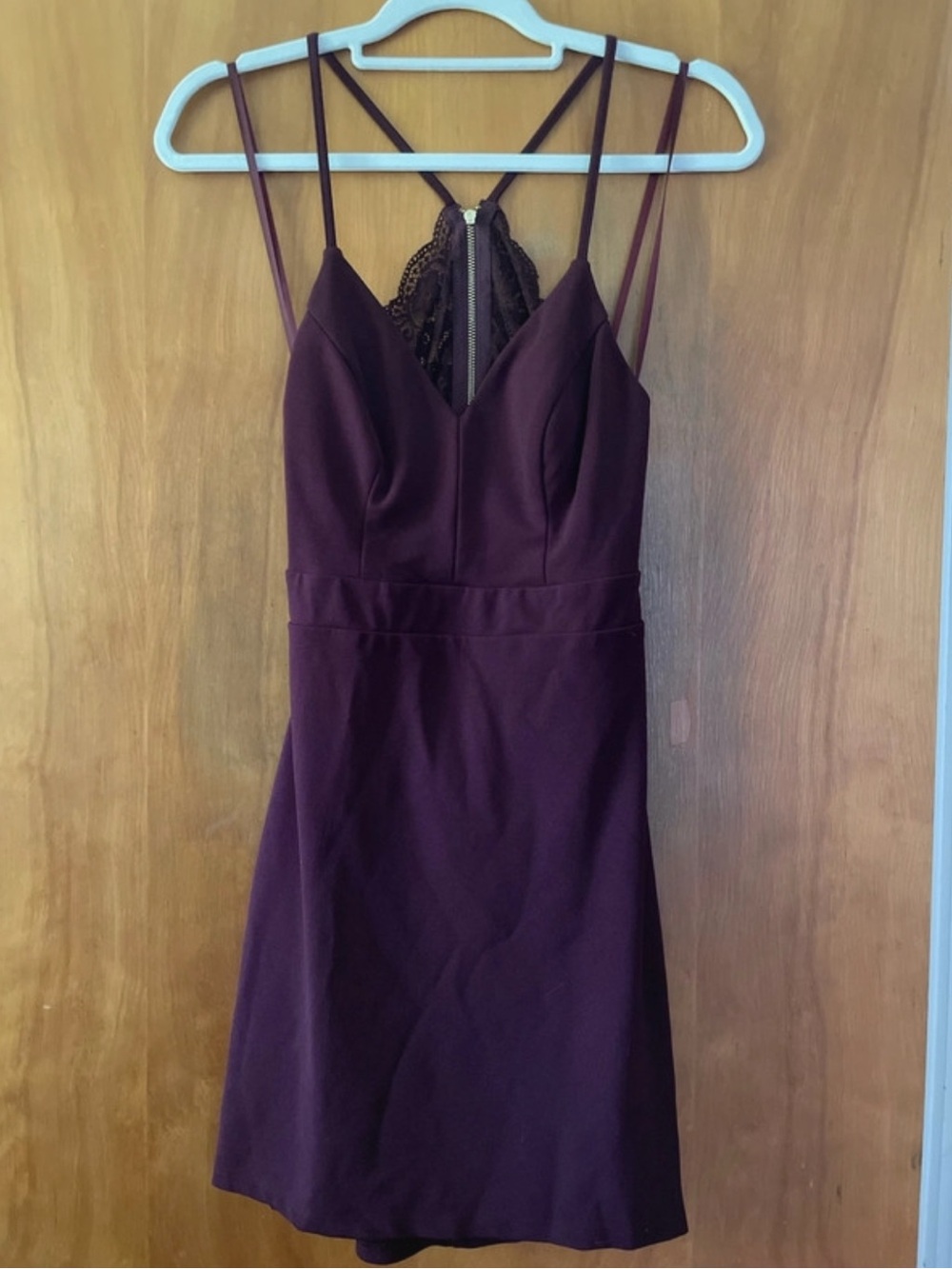 Strappy V-Neck Violet Dress with Lace Back